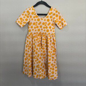 Alice + Ames cream with gold fruit short sleeve dress